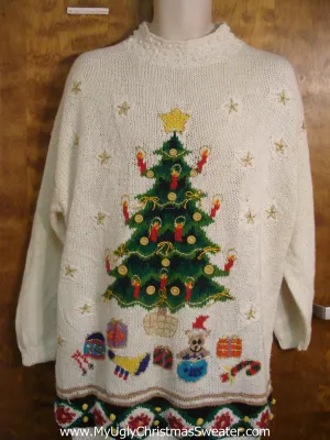 80s Christmas Tree Scene Bad Christmas Sweater