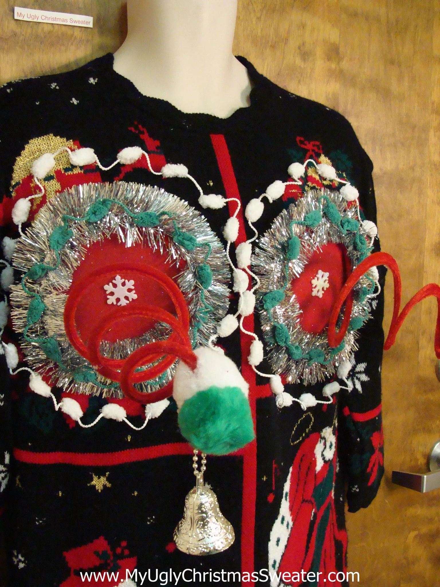 80s Funny 3D Ugly Xmas Sweater with Naughty Springy Boobs