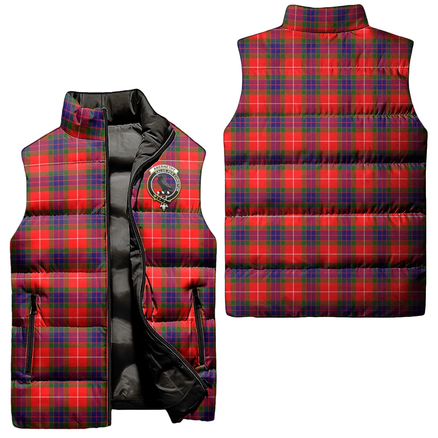 Abernethy Tartan Sleeveless Puffer Jacket with Family Crest