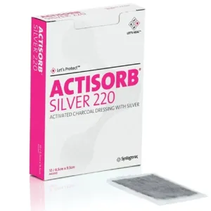 Acelity (Systagenix) MAS105 Actisorb Silver 220 Activated Charcoal Dressing With Silver 10.5cm x 10.5cm