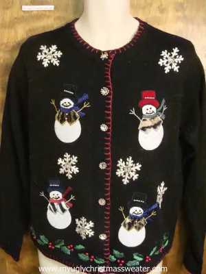 Animal Print Wearing Snowmen Ugly Christmas Sweater