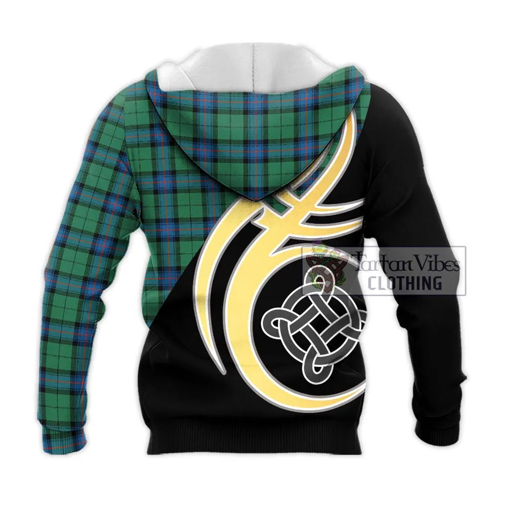 Armstrong Ancient Tartan Knitted Hoodie with Family Crest and Celtic Symbol Style