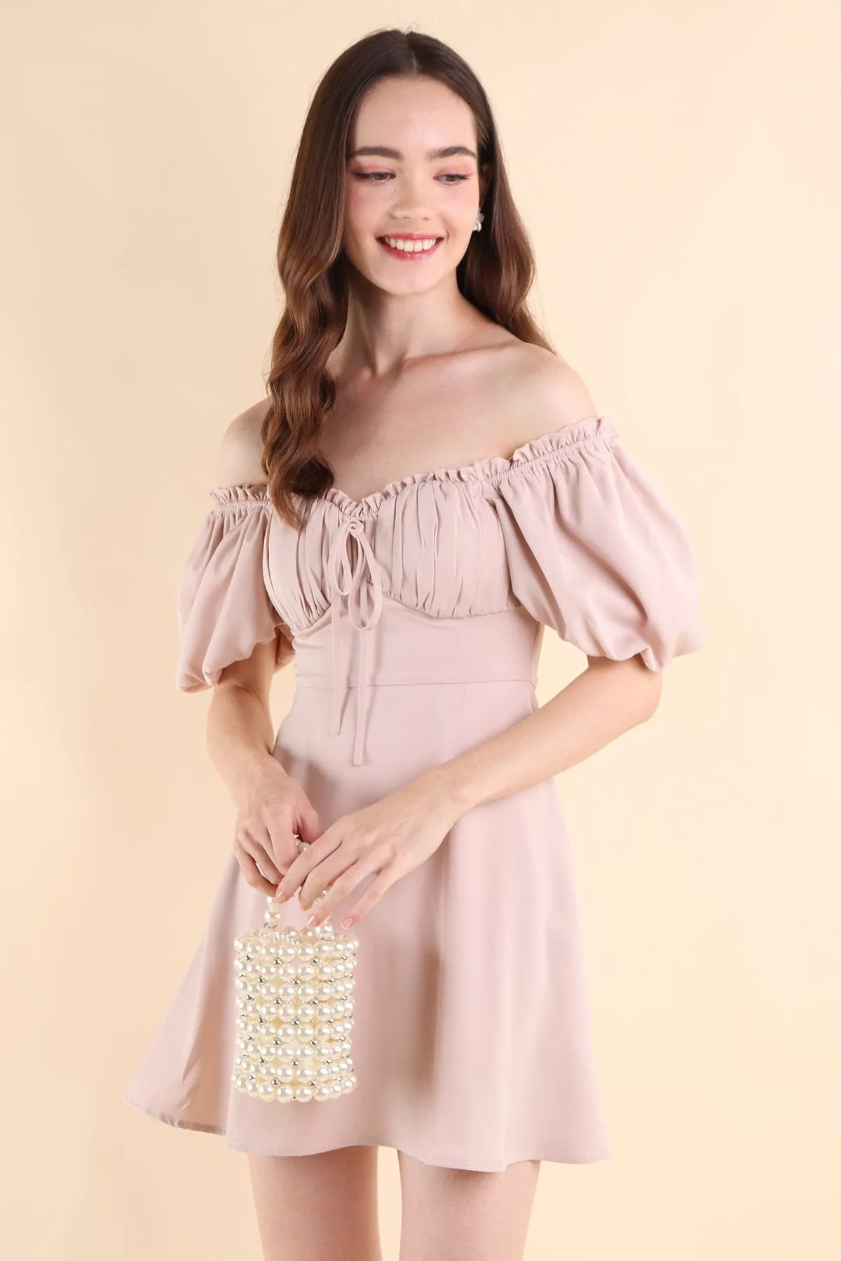 AUBREY PUFF SLEEVE DRESS IN PINK