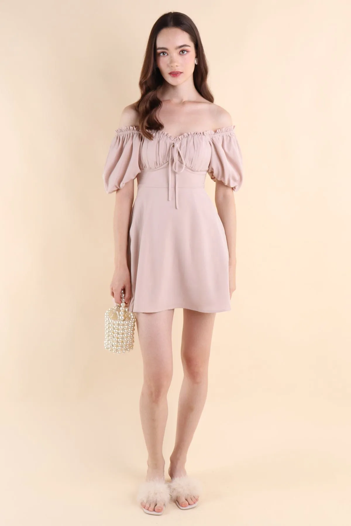 AUBREY PUFF SLEEVE DRESS IN PINK