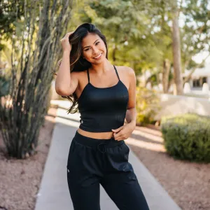 Ava Crop Top - Ribbed Black