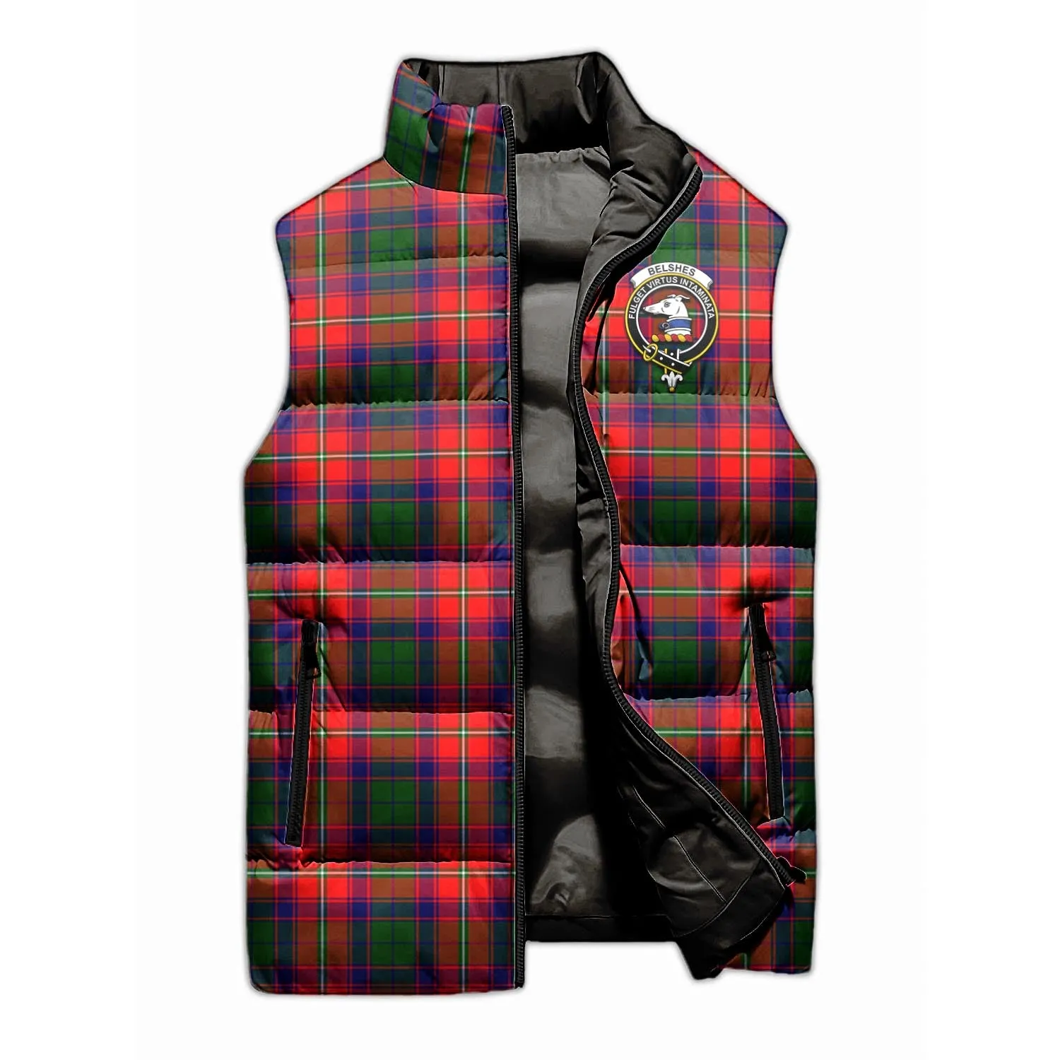 Belshes Tartan Sleeveless Puffer Jacket with Family Crest