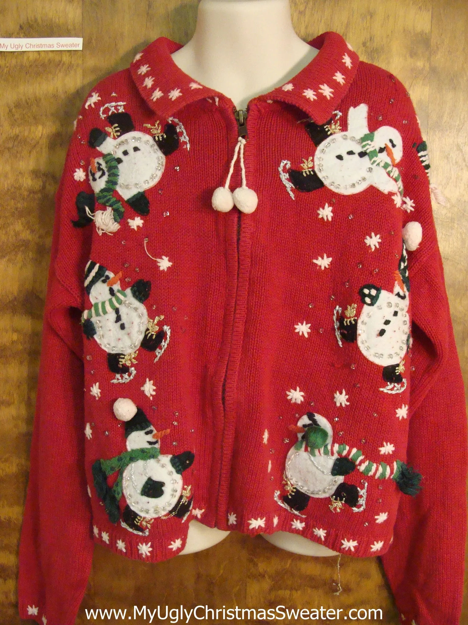 Bling Skating Snowmen Child Size Christmas Sweater