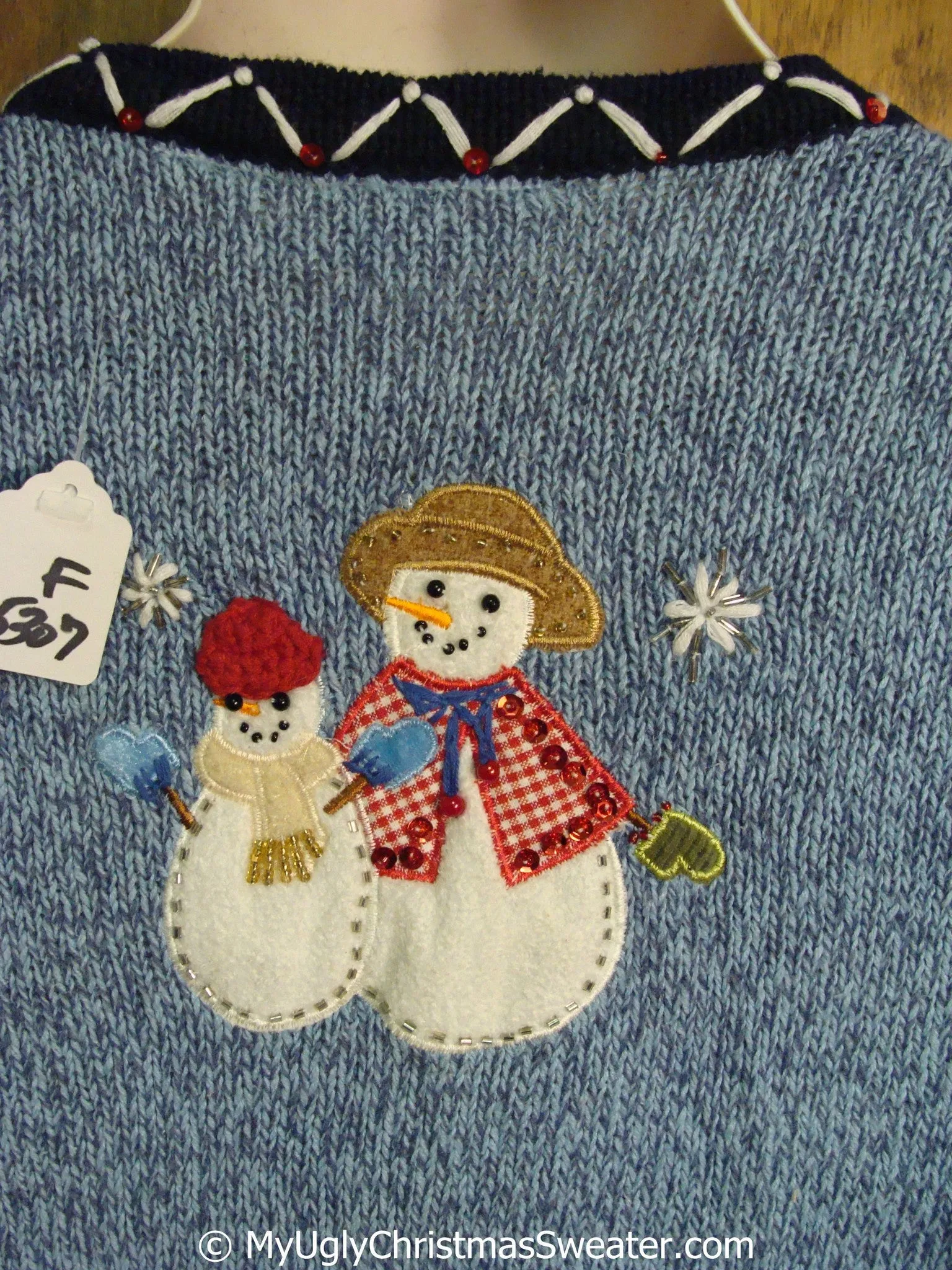 Blue Fun Snowman Themed Tacky Christmas Sweater