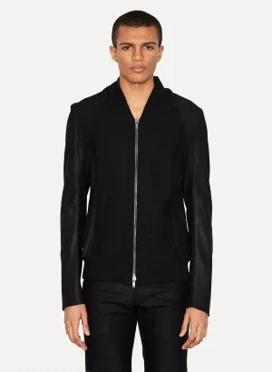 Boga Lambskin Knit Trim Blouson Jacket