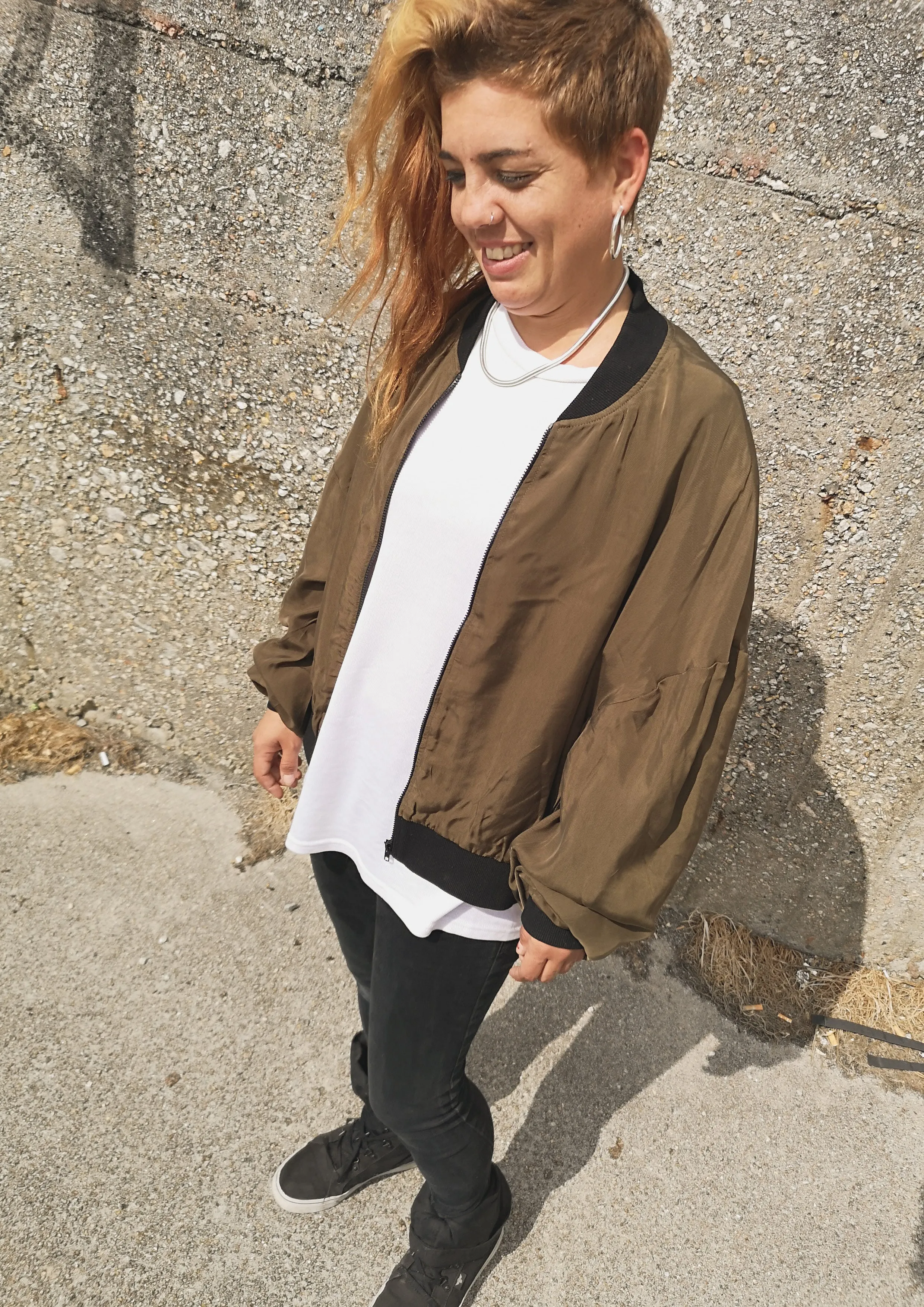 BOMBER JACKET - SILKY CUPRO khaki