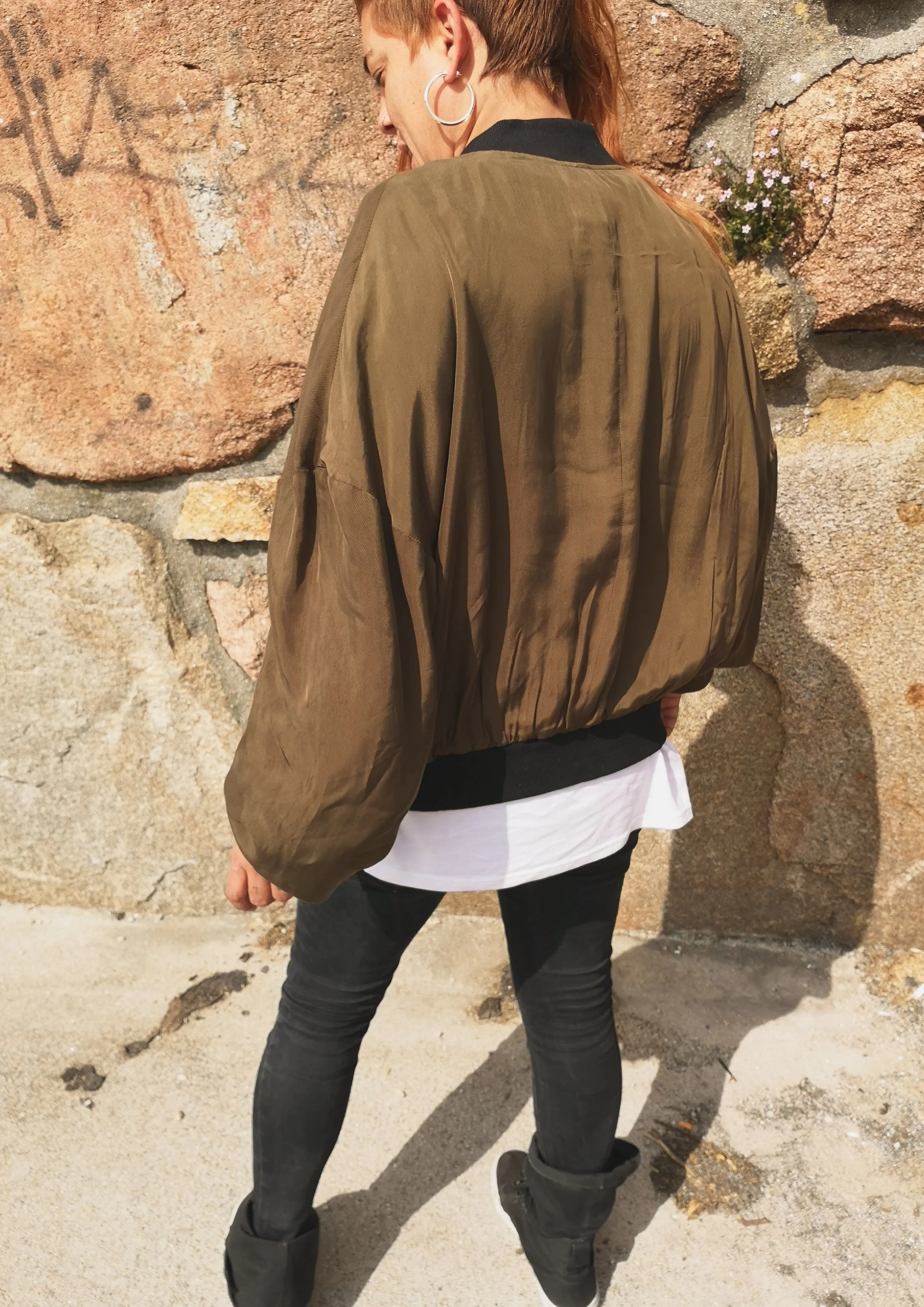 BOMBER JACKET - SILKY CUPRO khaki