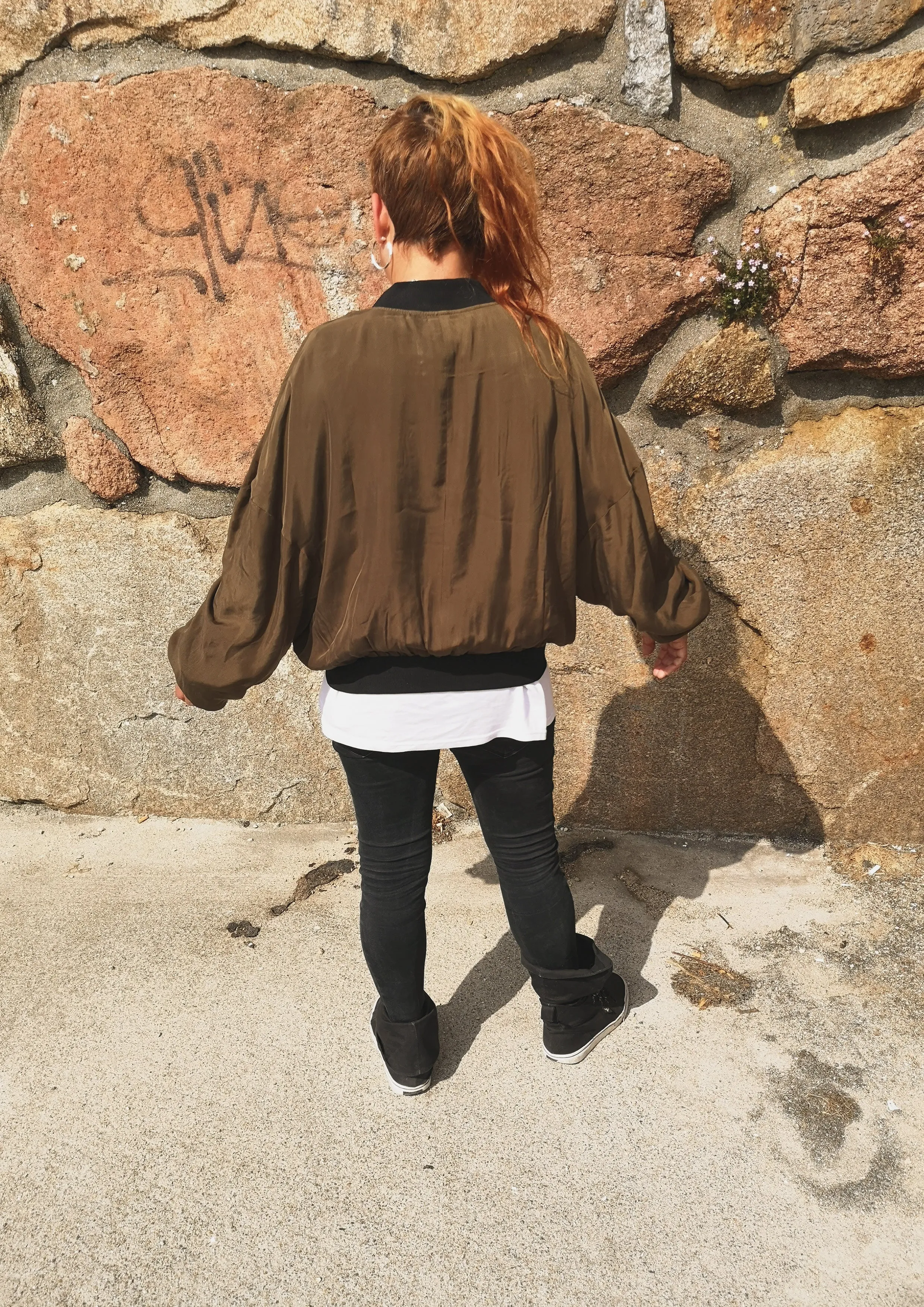 BOMBER JACKET - SILKY CUPRO khaki