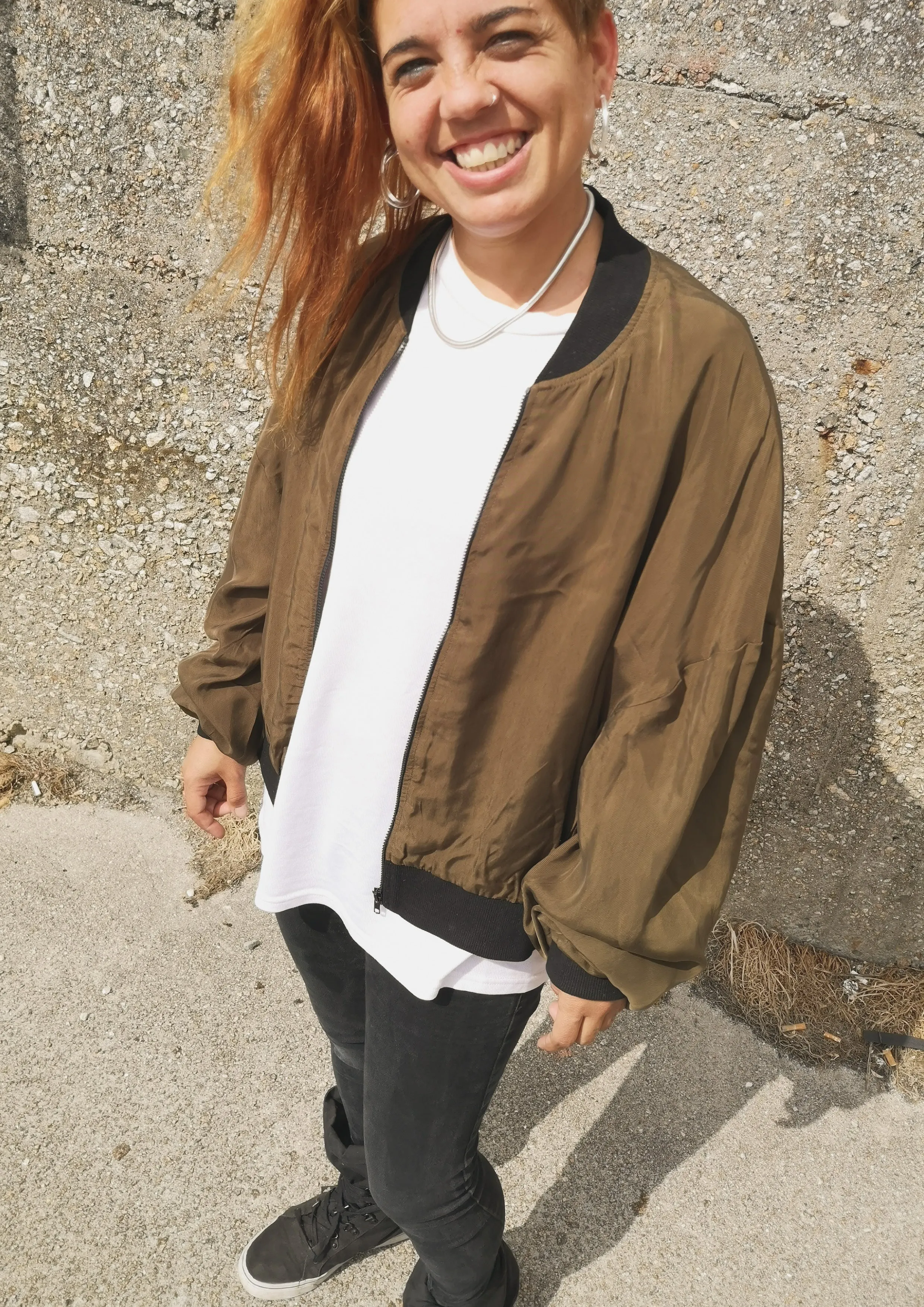 BOMBER JACKET - SILKY CUPRO khaki