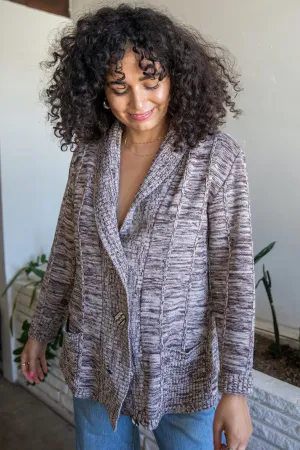 Brown & Creme Button Down Cardigan