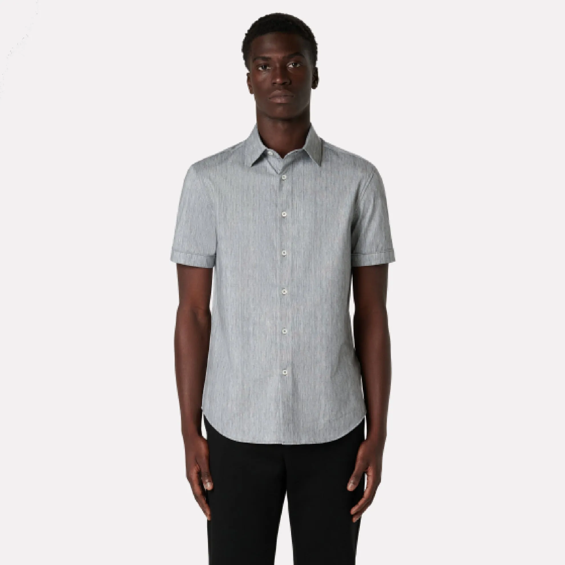 BUGATCHI OOHCOTTON® Miles Short Sleeve Shirt / Black