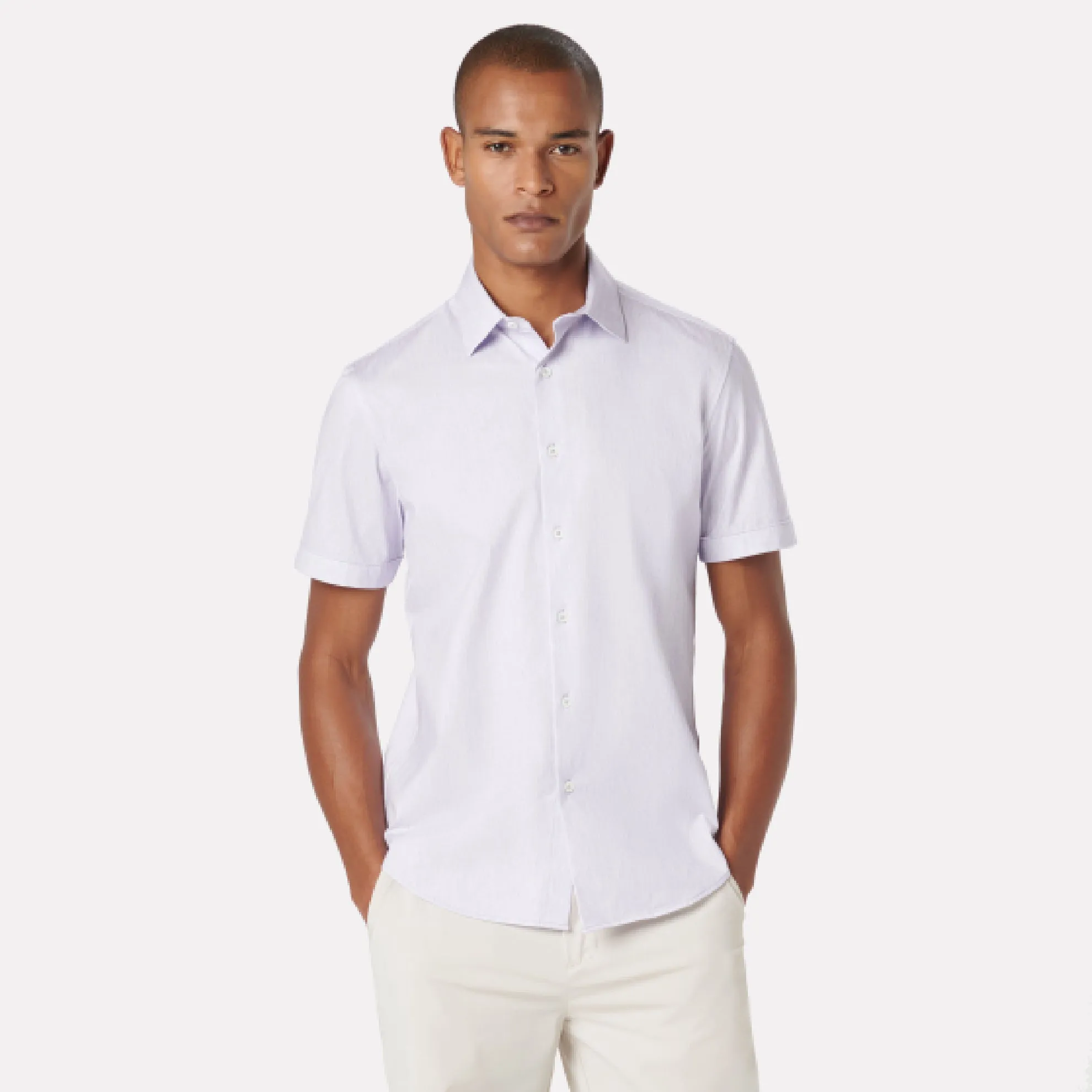 BUGATCHI OOHCOTTON® Miles Short Sleeve Shirt / Lavender