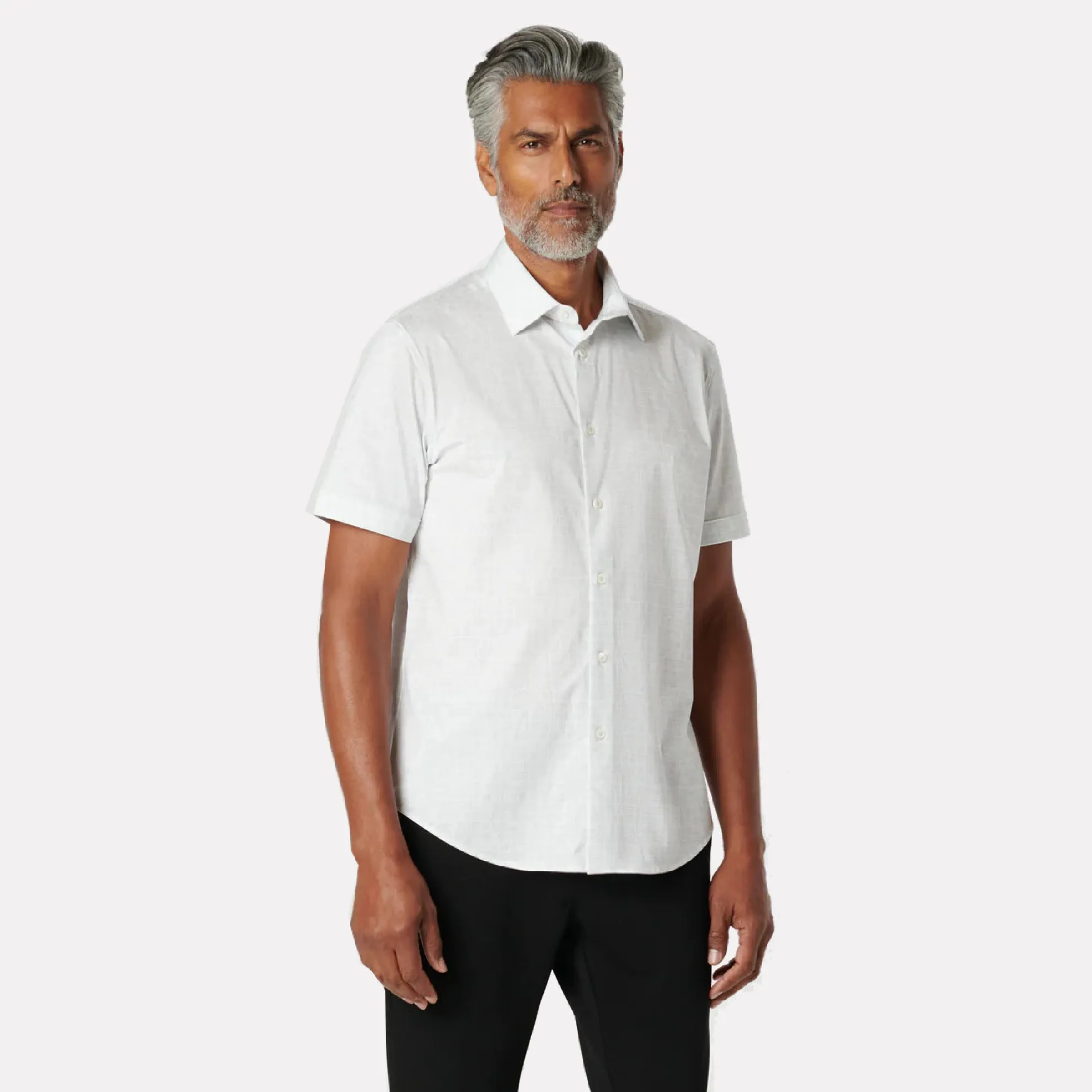 BUGATCHI OOHCOTTON® Miles Short Sleeve Shirt / Platinum