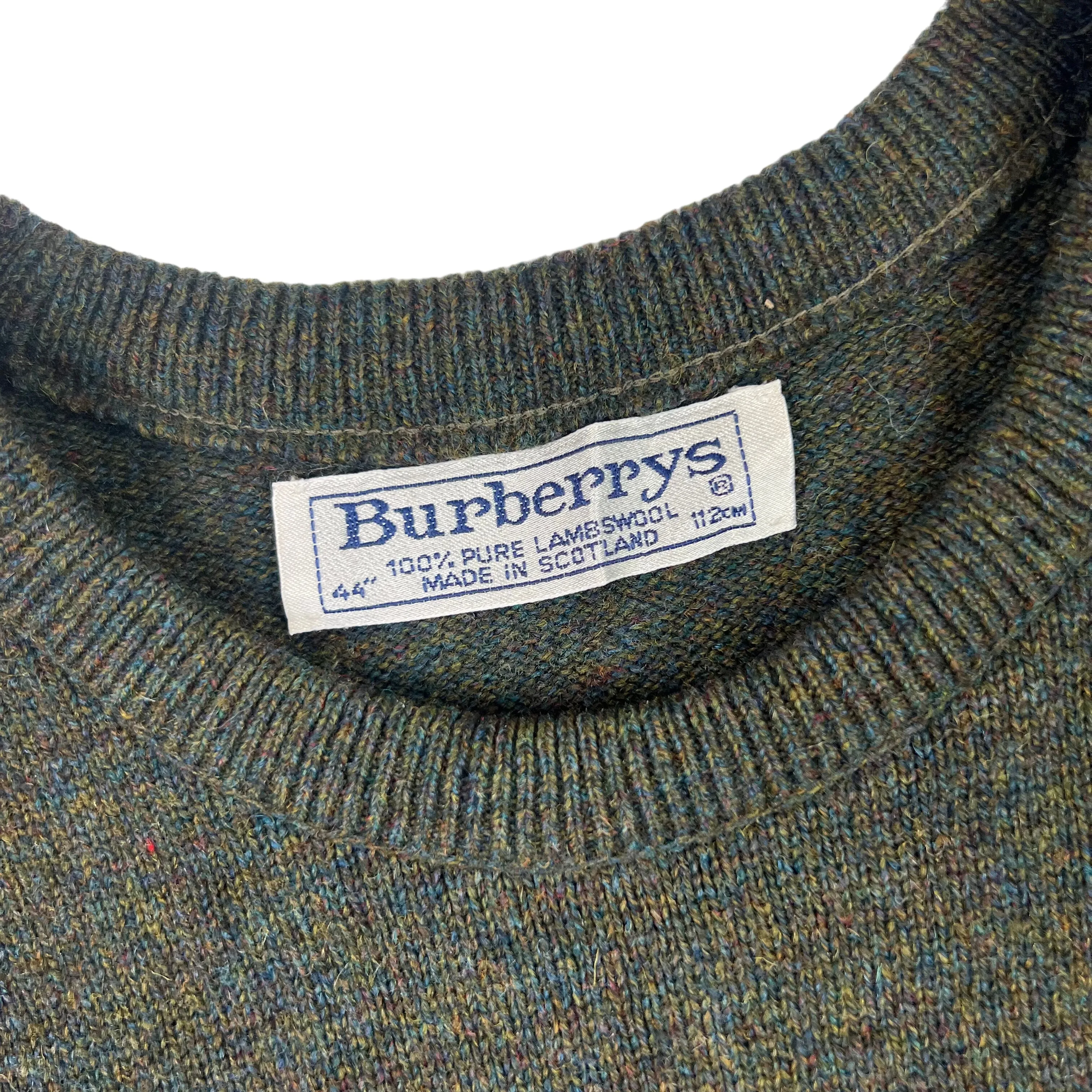 Burberrys Vintage Green Lambswool Knitted Jumper