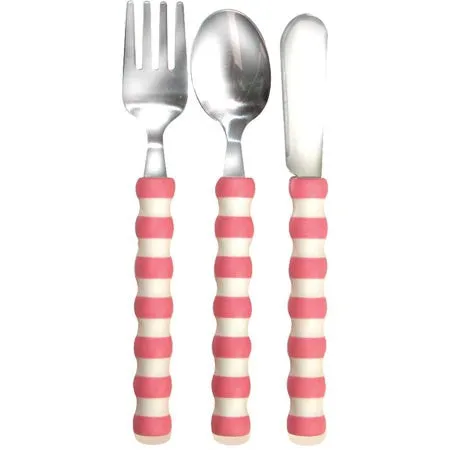 Comfortable Cutlery (3 pc Cutlery Set w/ Pink or Blue Handles)