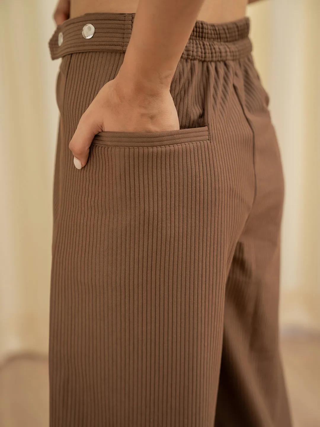 Corduroy Brown High Waist Pants