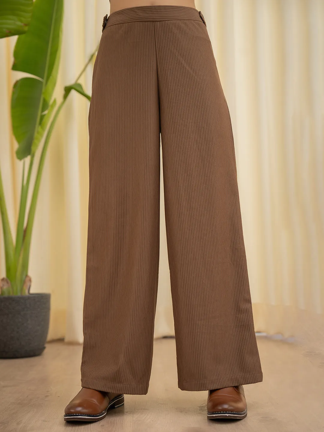 Corduroy Brown High Waist Pants