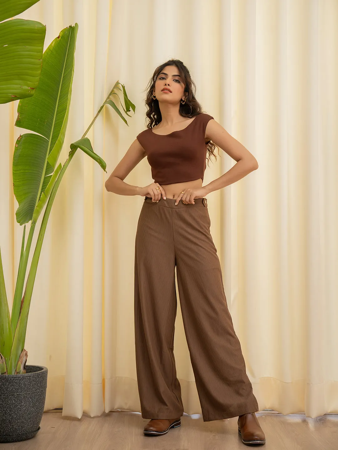 Corduroy Brown High Waist Pants