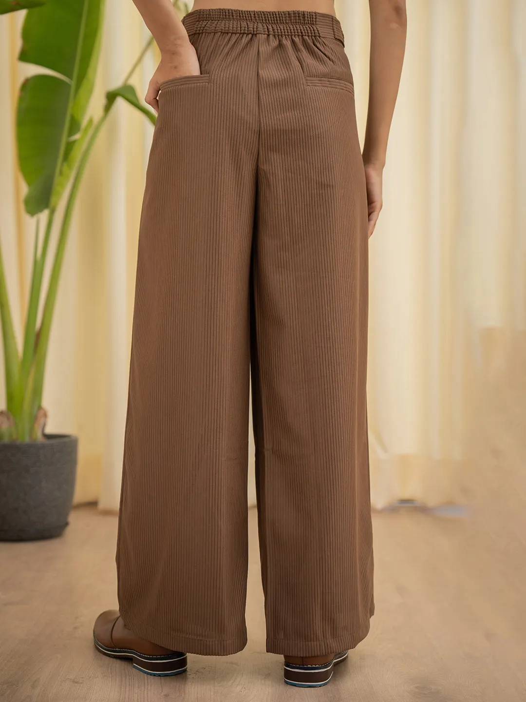 Corduroy Brown High Waist Pants