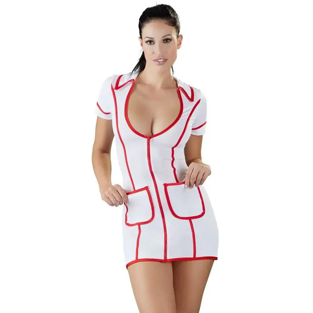 Cottelli Costumes White and Red Nurses Dress with Zip