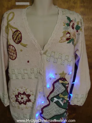 Crafty Pink Ugly Christmas Sweater with Lights