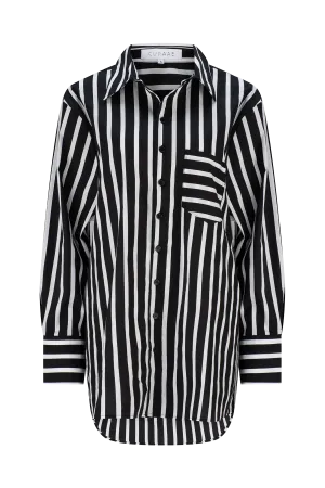 CURAAE By Elliatt Azalea Oversized Contrast Stripe Loose Shirt In Black & White