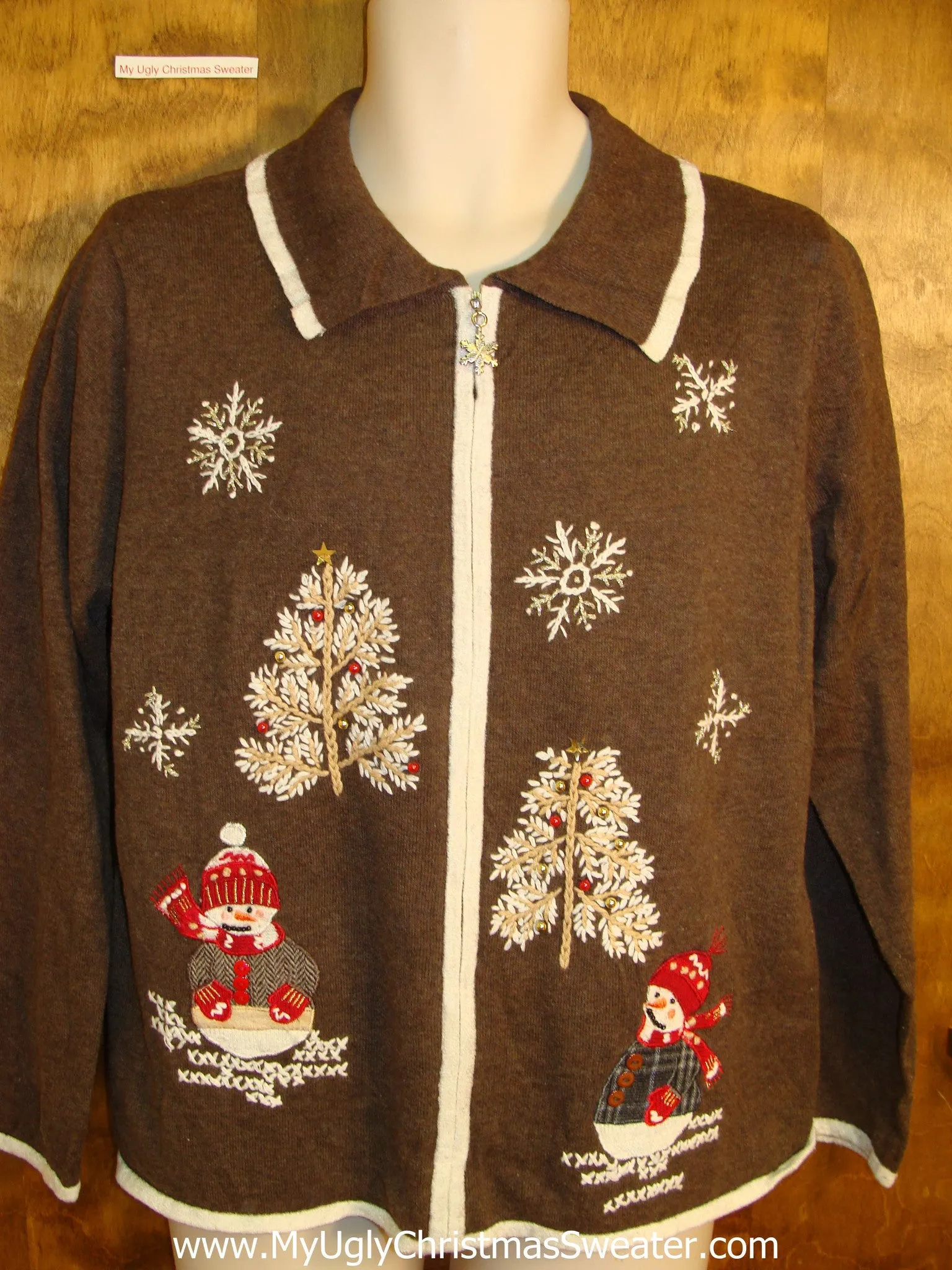 Cute Brown Holiday Sweater in Winter