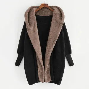 Double-Sided Velvet Hooded Loose Cardigan Coat