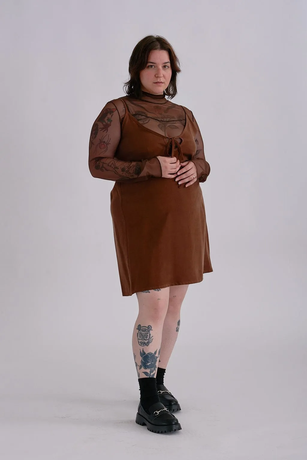 Drew Slip Dress Chocolate Brown