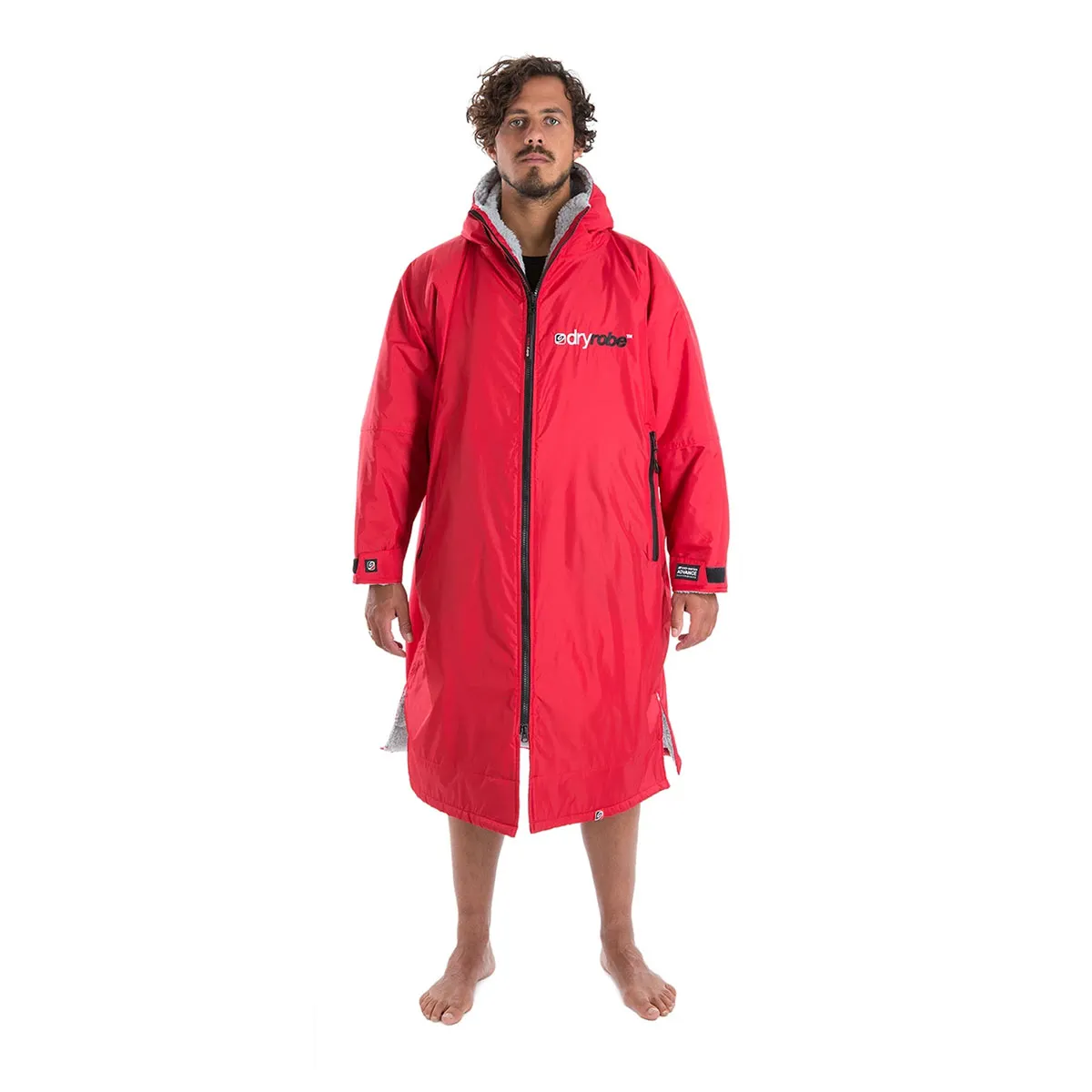 Dryrobe Advance Long Sleeve Changing Robe - Red/Grey