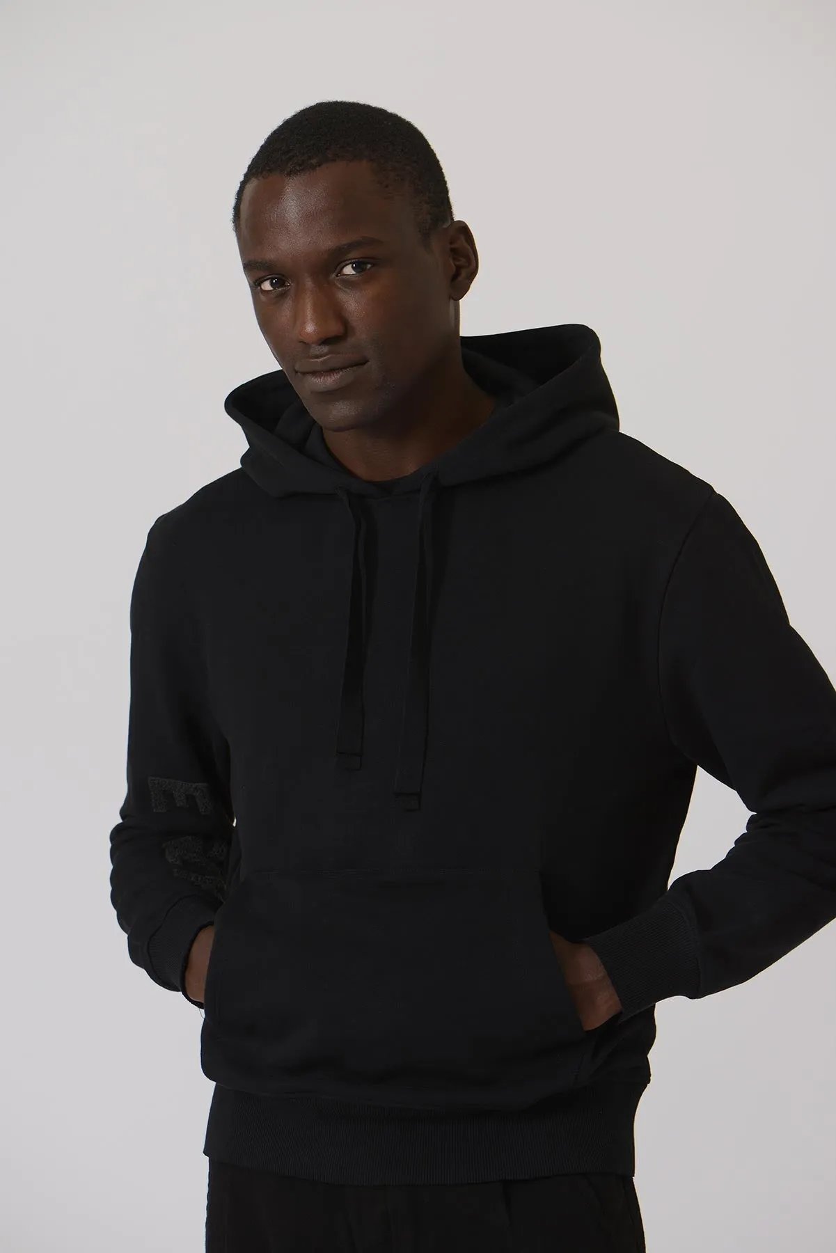 Early High-Stitch Logo Hoodie - Black