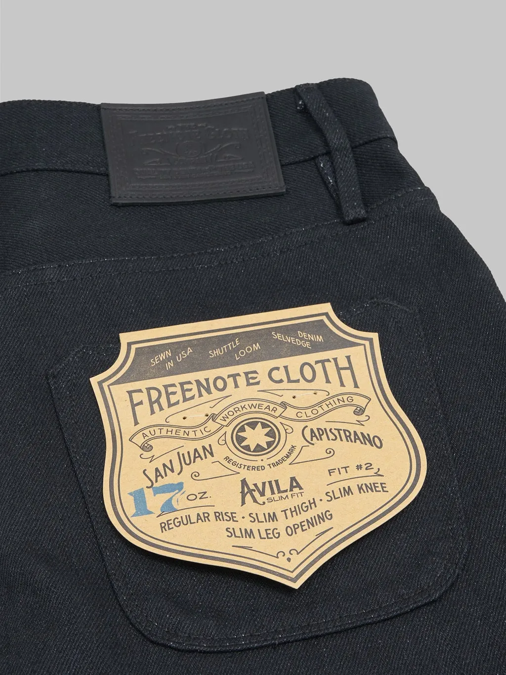 Freenote Cloth Avila 17oz Black Denim Slim Taper Jeans