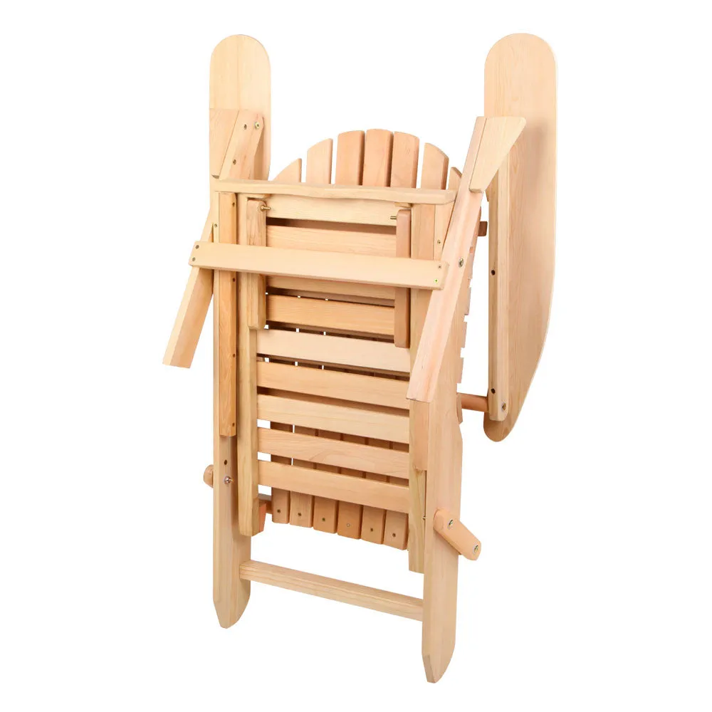 Gardeon 3PC Wooden Adirondack Outdoor Table and Chairs - Natural