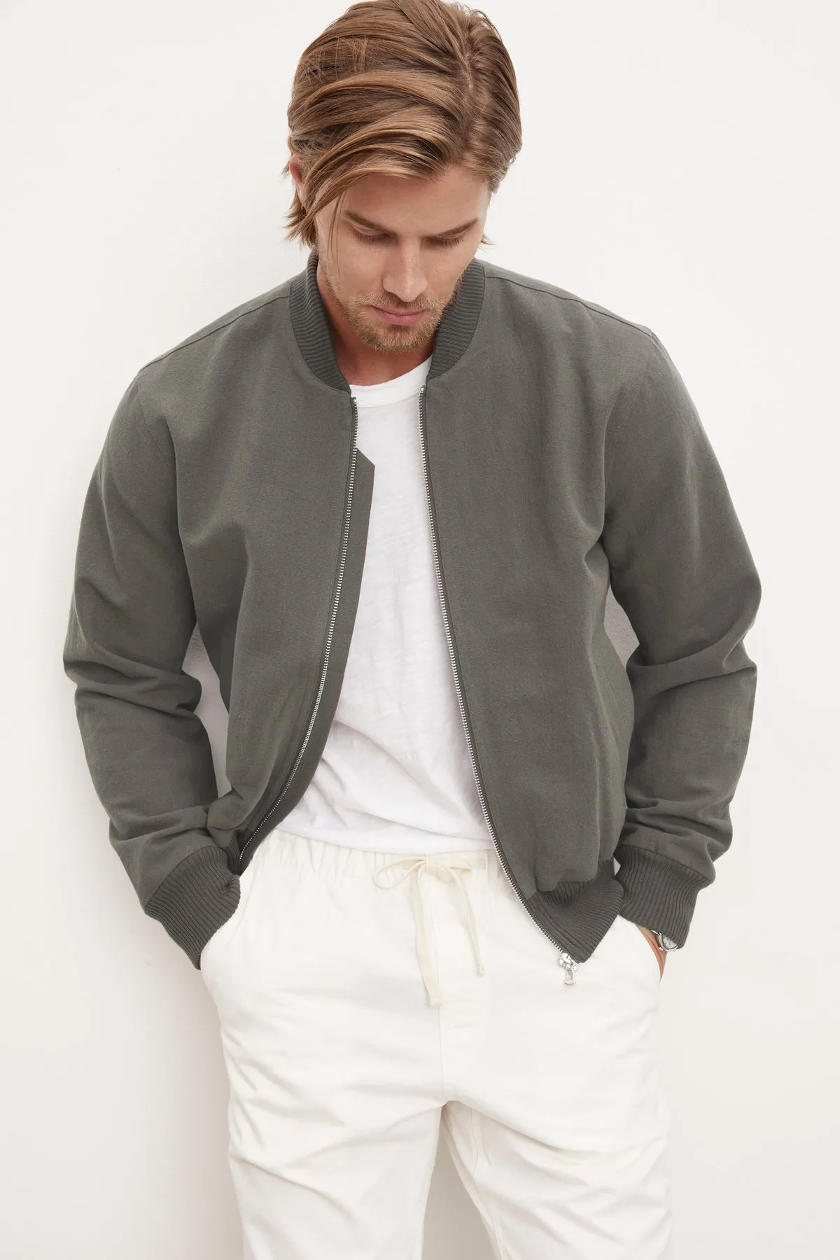 GARNER LINEN BLEND BOMBER JACKET