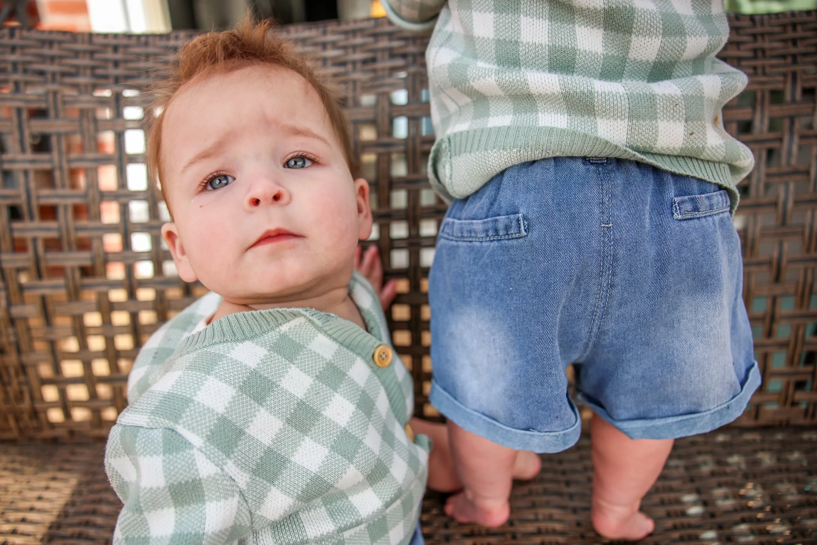 Gingham Cardigan in Sage