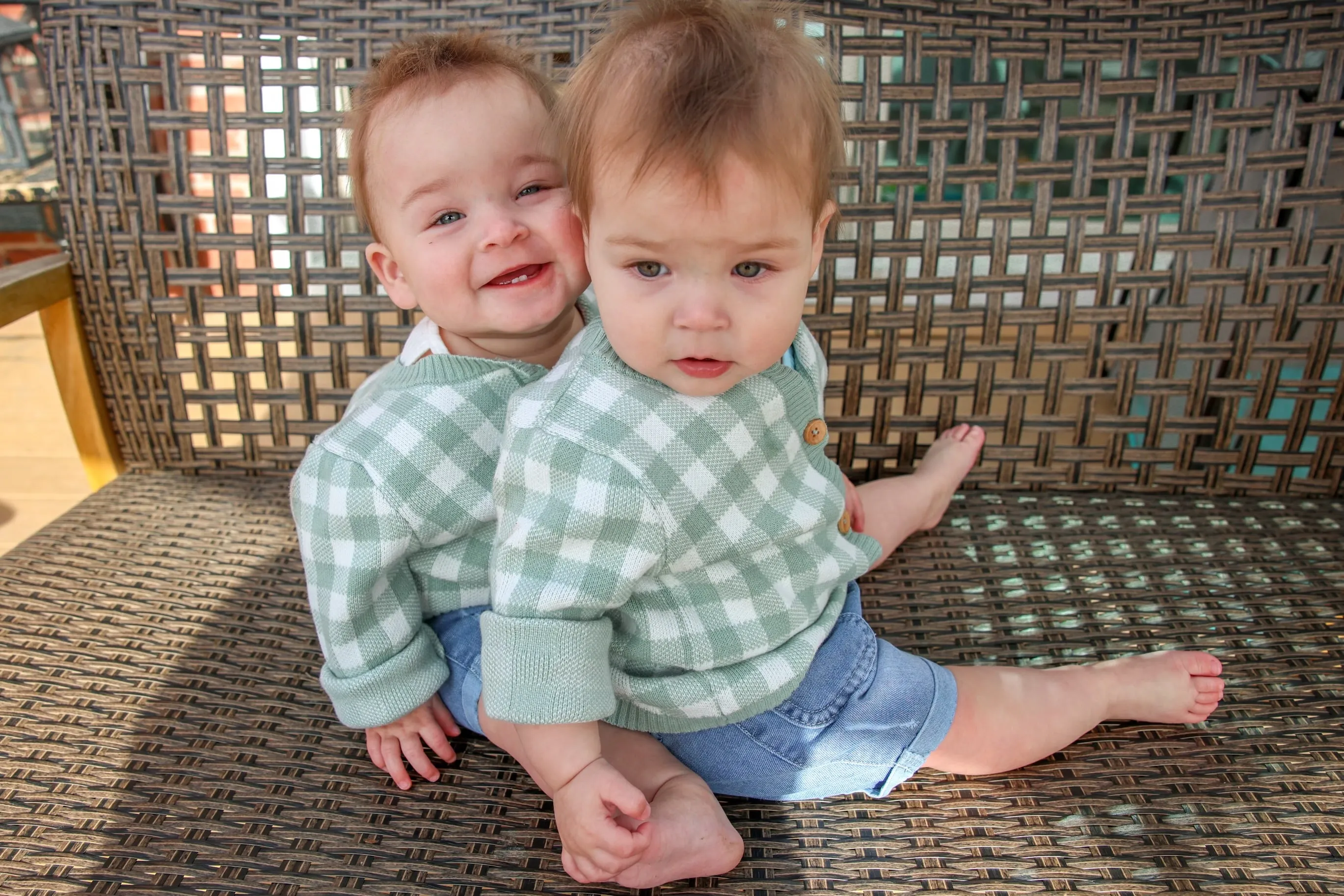 Gingham Cardigan in Sage