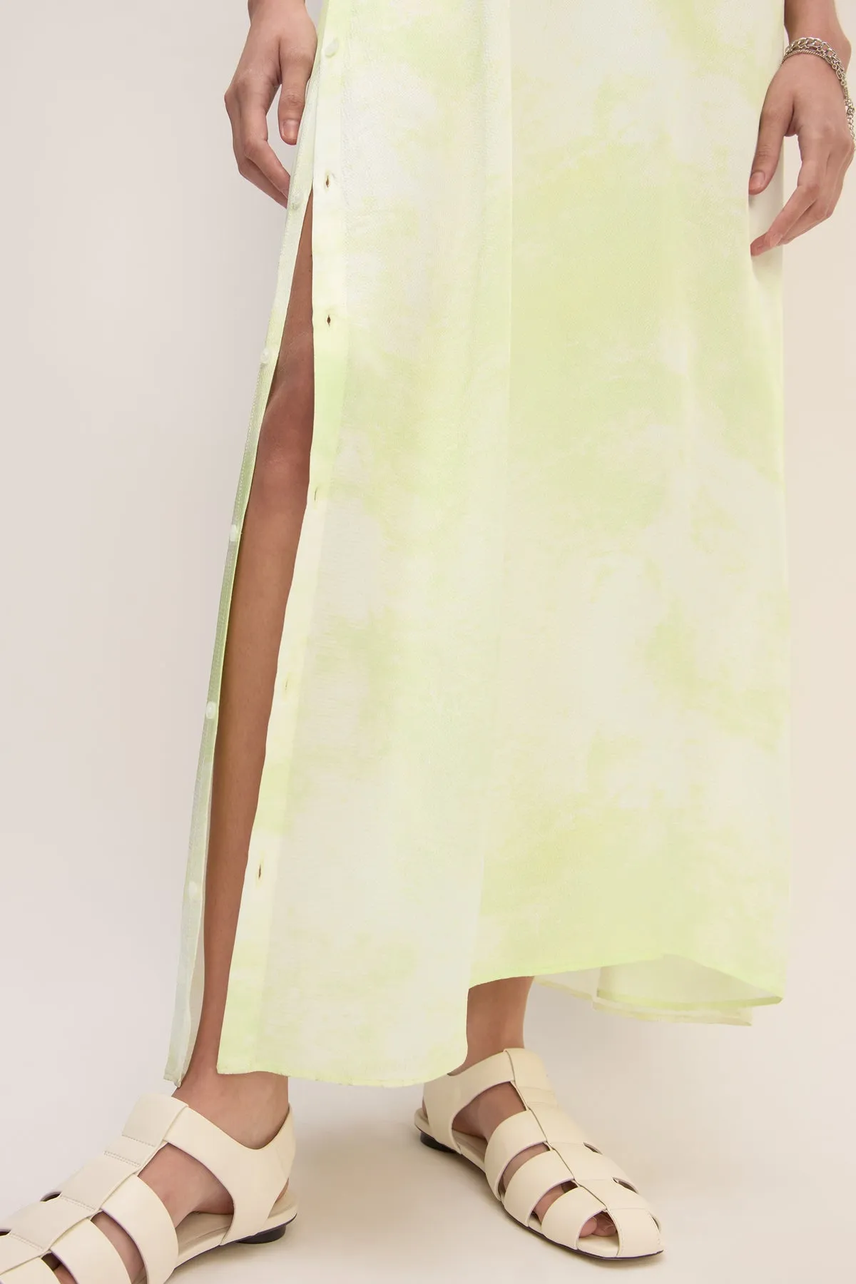 GREEN TIE DYE SLIP DRESS