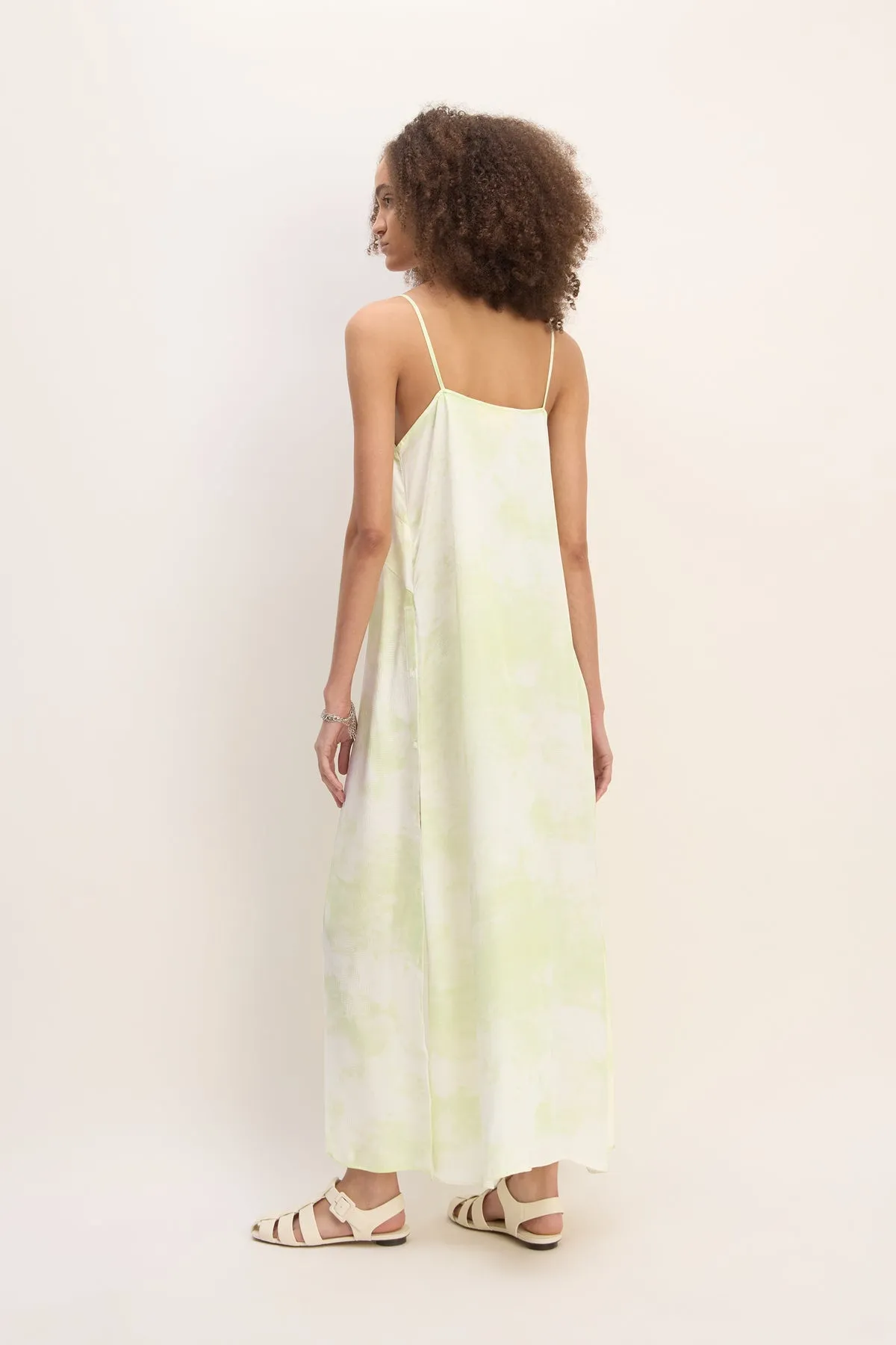 GREEN TIE DYE SLIP DRESS