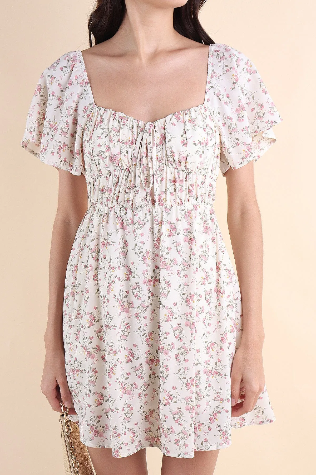 HAYLEY FLORAL DRESS IN WHITE