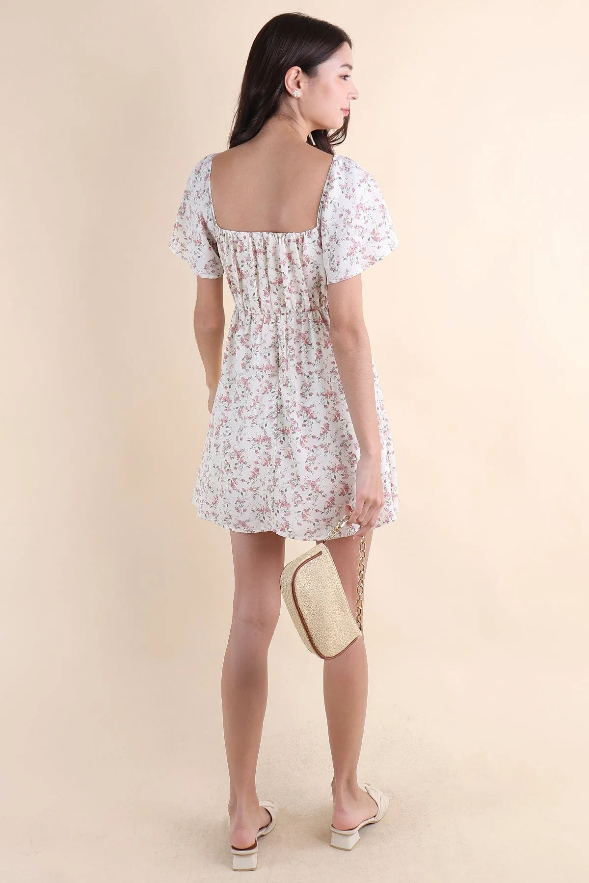 HAYLEY FLORAL DRESS IN WHITE