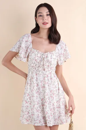 HAYLEY FLORAL DRESS IN WHITE