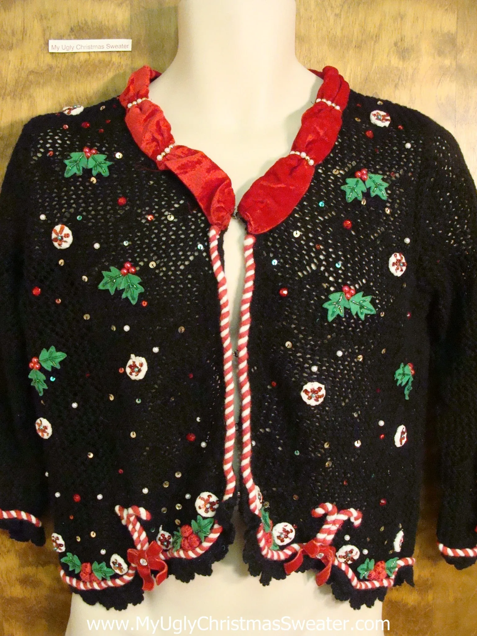 Horrible Crocheted Style Novelty Funny Christmas Sweater