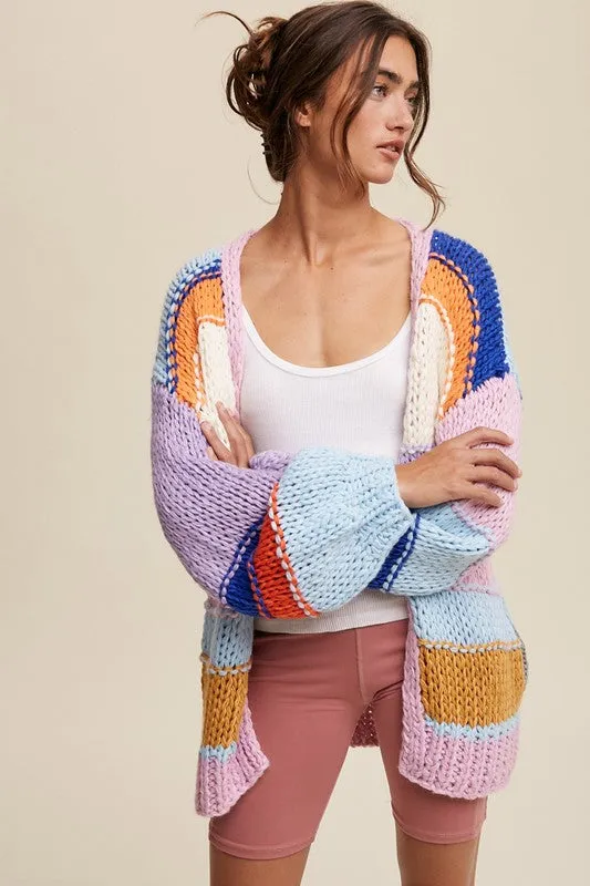 Jayden Hand Knit Multi Striped Cardigan