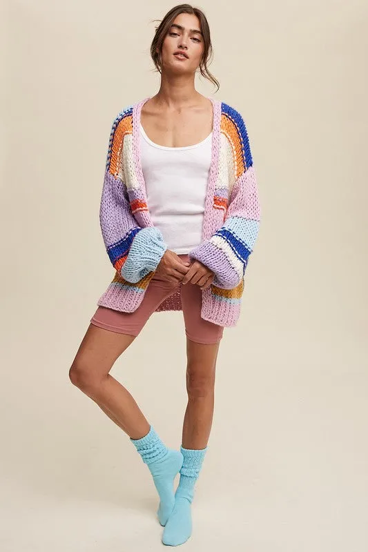 Jayden Hand Knit Multi Striped Cardigan