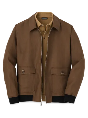 Linen Bomber Jacket - Light Brown