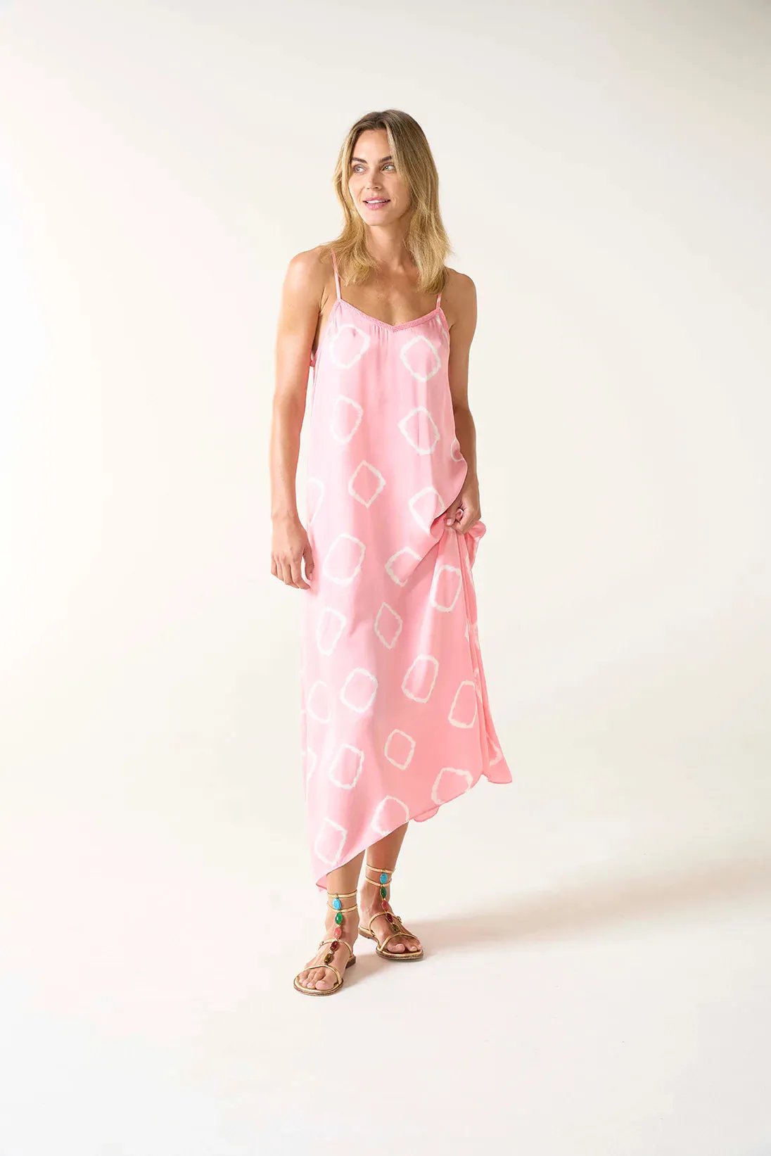 LLEW SLIP DRESS | Flamingo Cupro Pink